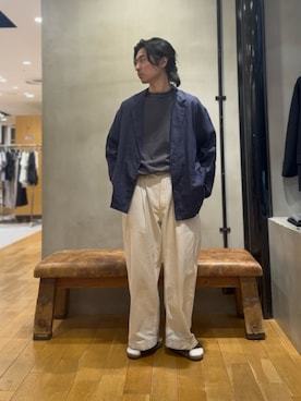 「URBAN RESEARCH（アーバンリサーチ）のHANES×LOWERCASE　LOWERCASE 2P BEEFY-T SS（Tシャツ/カットソー、グレー系）」を使った、原田圭史さん（メンズ・171cm）の春コーディネート