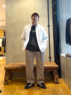 「LOTTO（ロット）のLOTTO　I LOSANGA NY LONG-SLEEVE SHIRTS（シャツ/ブラウス、ホワイト系）」を使った、原田圭史さん（メンズ・171cm）の春コーディネート