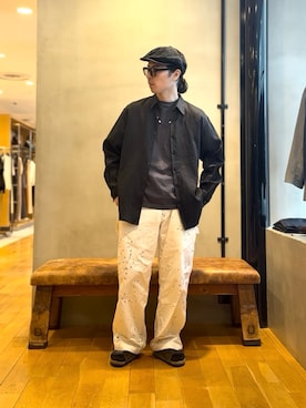 「URBAN RESEARCH（アーバンリサーチ）のLINEN REGULAR SHIRTS（シャツ/ブラウス、ブラック系）」を使った、原田圭史さん（メンズ・171cm）の春コーディネート