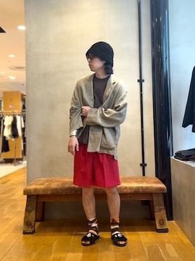 「URBAN RESEARCH（アーバンリサーチ）のLINEN SHIRTS JACKET（テーラードジャケット、ベージュ系）」を使った、原田圭史さん（メンズ・171cm）の春コーディネート