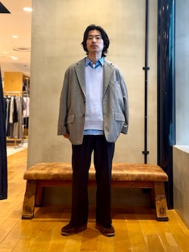 「Wrangler（ラングラー）のアイテム」を使った、原田圭史さん（メンズ・171cm）の春コーディネート
