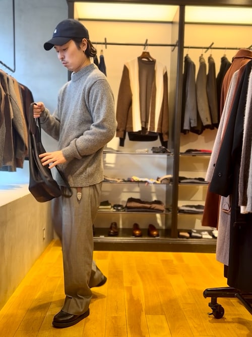 セール】new basic CASHMERE SILK MOULINE CREW-NECK KNIT（ニット