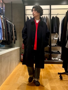 「アイテム（サンダル）」を使った、原田圭史さん（メンズ・171cm）の秋コーディネート