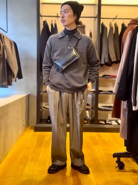 「アイテム（ボディバッグ/ウエストポーチ）」を使った、原田圭史さん（メンズ・171cm・30代）の冬コーディネート