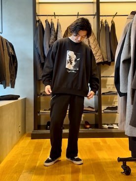 「アイテム（スウェット）」を使った、原田圭史さん（メンズ・171cm・30代）の冬コーディネート