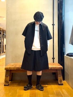「URBAN RESEARCH（アーバンリサーチ）のLOTTO　M/N/T BACK PRINT LONG-SLEEVE T-SHIRTS（Tシャツ/カットソー、ホワイト系）」を使った、原田圭史さん（メンズ・171cm）の春コーディネート