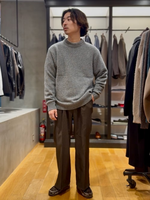セール】new basic CASHMERE SILK MOULINE CREW-NECK KNIT（ニット