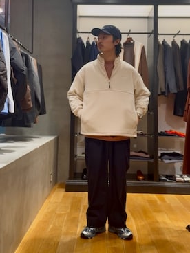 「アイテム（キャップ）」を使った、原田圭史さん（メンズ・171cm・30代）の冬コーディネート