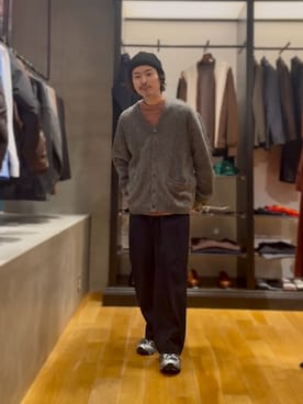 「アイテム（カーディガン/ボレロ）」を使った、原田圭史さん（メンズ・171cm・30代）の冬コーディネート