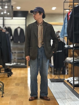 「アイテム（キャップ）」を使った、原田圭史さん（メンズ・171cm）の秋コーディネート