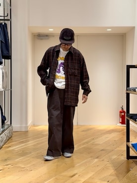 「EKAL（エカル）のアイテム」を使った、原田圭史さん（メンズ・171cm）の夏コーディネート