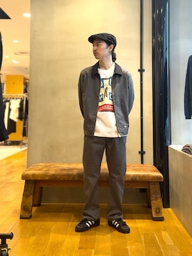「URBAN RESEARCH（アーバンリサーチ）のDickies × semoh for URBAN RESEARCH　EISENHOWER JACKET（ブルゾン、グレー系）」を使った、原田圭史さん（メンズ・171cm）の春コーディネート