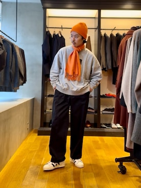 「アイテム（スウェット）」を使った、原田圭史さん（メンズ・171cm・30代）の冬コーディネート