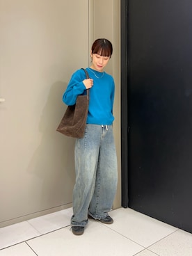 「URBAN RESEARCH（アーバンリサーチ）のウール100 クルーネックソフトニット（ニット/セーター）」を使った、ayaneさん（レディース・159cm）の秋コーディネート