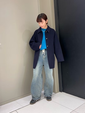「アイテム（ステンカラーコート）」を使った、ayaneさん（レディース・159cm）の秋コーディネート