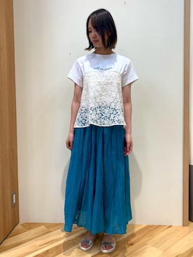 「Samansa Mos2 blue（サマンサモスモスブルー）のアイテム（スカート）」を使った、咲さん（骨格ウェーブ・レディース・167cm）の夏コーディネート