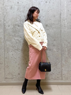 「アイボリー」｜「アイテム（ブルゾン）」を使った、HARUさん（レディース・153cm）の秋コーディネート
