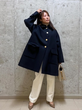 「ROPÉ」｜「アイテム（その他アウター）」を使った、HARUさん（レディース・153cm）の冬コーディネート