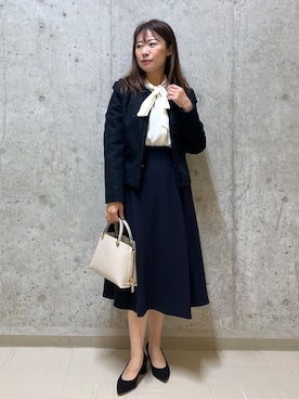 「アイテム（ノーカラージャケット）」を使った、HARUさん（レディース・153cm）の秋コーディネート