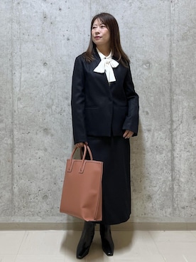 「アイテム（ノーカラージャケット）」を使った、HARUさん（レディース・153cm・40代）の秋コーディネート