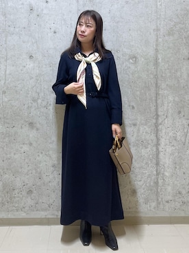 「アイテム（バンダナ/スカーフ）」を使った、HARUさん（レディース・153cm）の冬コーディネート