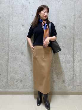 「アイテム（バンダナ/スカーフ）」を使った、HARUさん（レディース・153cm）の秋コーディネート