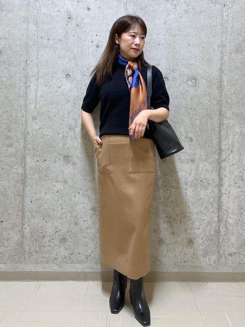 ROPE' スカート 「洗える」ウールレーヨン ポケット付きタイト