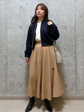 「153cm」｜「アイテム（ブルゾン）」を使った、HARUさん（レディース・153cm）の冬コーディネート