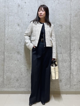 「アイテム（ノーカラージャケット）」を使った、HARUさん（レディース・153cm）の秋コーディネート