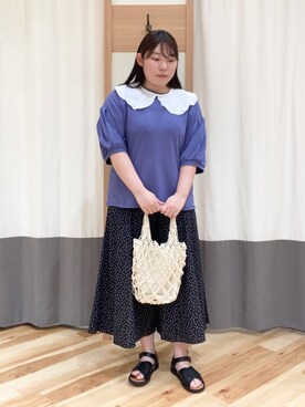 miuさんの「お花とつぼみの刺繍付け襟」を使ったコーディネート