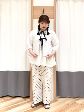 「ドットパンツ」｜miuさん（レディース・157cm）の夏コーディネート