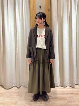 「サマンサモスモス」｜「アイテム（ノーカラージャケット）」を使った、きおりさん（レディース・161cm）の秋コーディネート