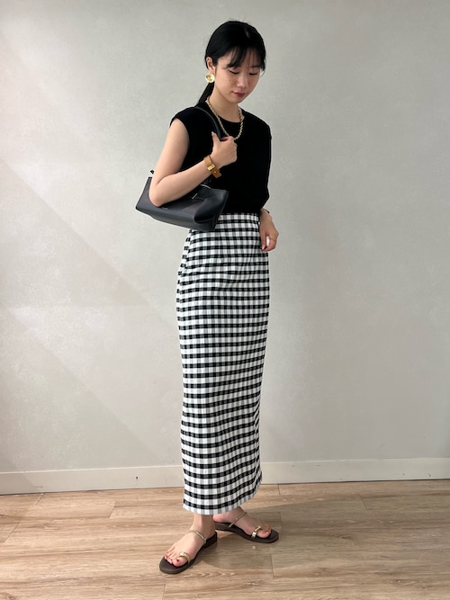 ギンガムチェックロングタイトスカート　ノーリーズソフィー　飯豊まりえ ギンガムチェックロングタイトスカート ノーリーズソフィー 飯豊