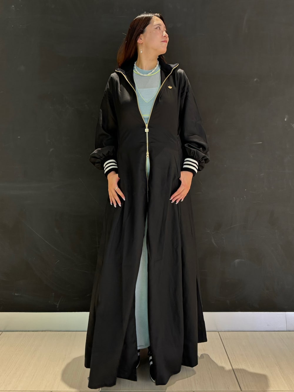 adidas SATIN DRESS BLACK プレミアム サテンワンピース プレミアム サテンワンピース / アディダスオリジナルス adidas
