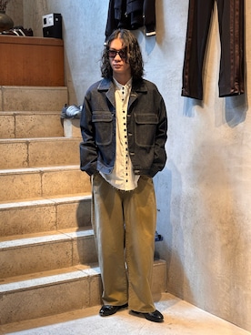 「Toironier（トワロニエ）のToironier/トワロニエ/Denim Trucker Jacket（Other outerwear、その他）」を使った、中原大地【吾亦紅】さん（メンズ・172cm）の春コーディネート