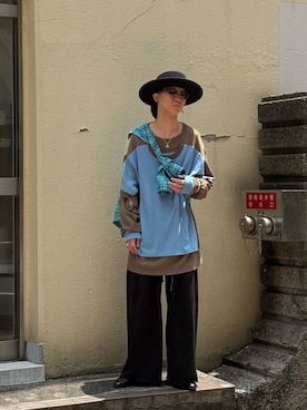 「アイテム（スウェットパンツ）」を使った、中原大地【吾亦紅】さん（メンズ・172cm）の夏コーディネート