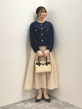 「アイテム（かごバッグ）」を使った、nol murakamiさん（レディース・152cm）の冬コーディネート