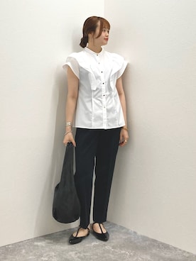 「NOLLEY’S（ノーリーズ）の【LA SCAIA /ラスカイア】◇【WEB限定】ソフトワンショルレザーバッグ（ショルダーバッグ）」を使った、nol murakamiさん（レディース・152cm）の夏コーディネート