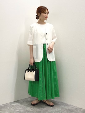 「NOLLEY’S（ノーリーズ）の【SINBONO/シンボノ】 コンビボストンバッグ（ボストンバッグ、ブラック系）」を使った、nol murakamiさん（レディース・152cm）の夏コーディネート