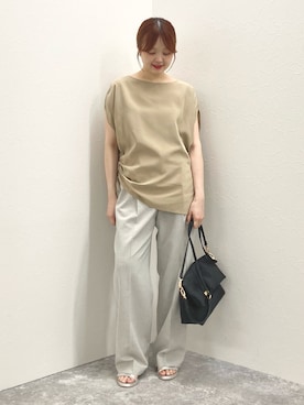 「NOLLEY’S（ノーリーズ）のHINERIナイロン2WAYミニショルダーバッグ（ショルダーバッグ、ブラック系）」を使った、nol murakamiさん（レディース・152cm）の夏コーディネート