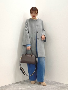 「NOLLEY’S（ノーリーズ）のアイテム（ノーカラーコート）」を使った、nol murakamiさん（レディース・152cm）の秋コーディネート