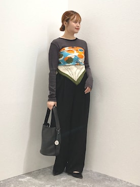 「アイテム（ストール/ショール）」を使った、nol murakamiさん（レディース・152cm）の秋コーディネート