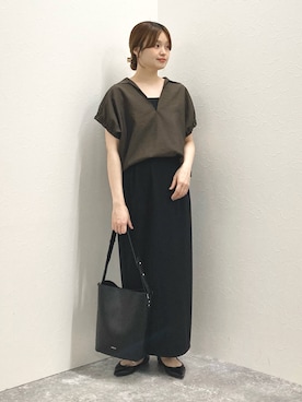 「NOLLEY’S Sophi（ノーリーズソフィ）の【SINBONO/シンボノ】別注2WAYショルダーバッグ（ショルダーバッグ、ブラック系）」を使った、nol murakamiさん（レディース・152cm）の夏コーディネート