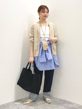 「Rie Miller（リエミラー）の【RM denim】45th limited editionﾛｰﾙｱｯﾌﾟｽﾄﾚｰﾄﾃﾞﾆﾑ(ｾﾙﾋﾞｯﾁ)（デニムパンツ、ブルー系）」を使った、nol murakamiさん（レディース・152cm）の冬コーディネート