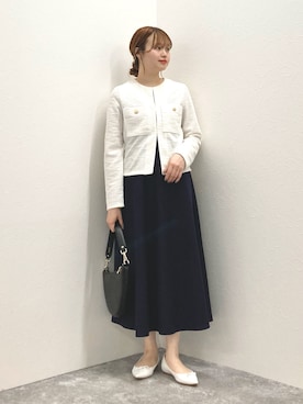 「NOLLEY’S（ノーリーズ）のアイテム（ノーカラージャケット）」を使った、nol murakamiさん（レディース・152cm）の冬コーディネート
