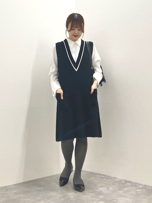 セール】《手洗い可能》ミラノリブ配色ジレワンピース（ワンピース 
