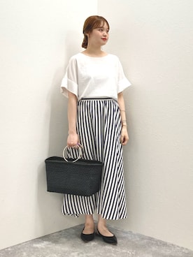 「NOLLEY’S（ノーリーズ）の【松葉☆別注アイテム】《セットアップ対応》エアリージョーゼットWカフスブラウス（シャツ/ブラウス）」を使った、nol murakamiさん（レディース・152cm）の春コーディネート