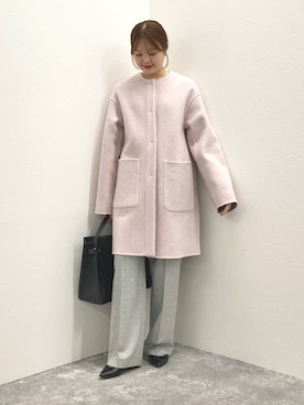 「アイテム（ノーカラーコート）」を使った、nol murakamiさん（レディース・152cm）の秋コーディネート