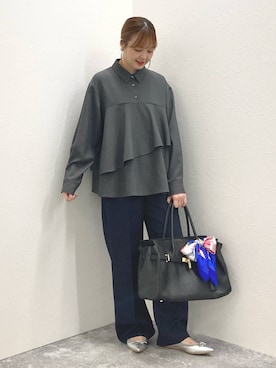 「アイテム（ストール/ショール）」を使った、nol murakamiさん（レディース・152cm）の秋コーディネート