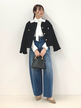 「ボウタイシャツ」｜nol murakamiさん（レディース・152cm）の冬コーディネート